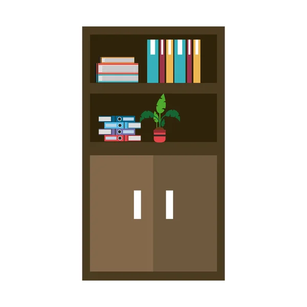 Armário com livros e vaso de plantas —  Vetores de Stock