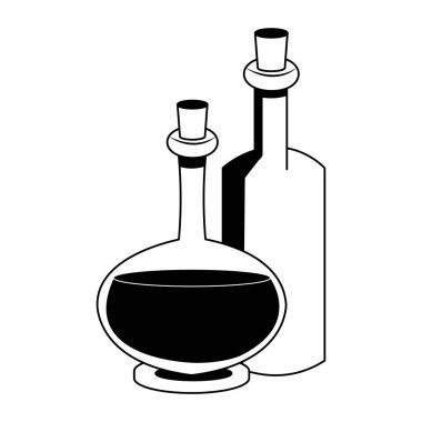 Siyah-beyaz izole yağ şişeleri