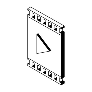 Video oynatıcı izometrik sembol siyah beyaz