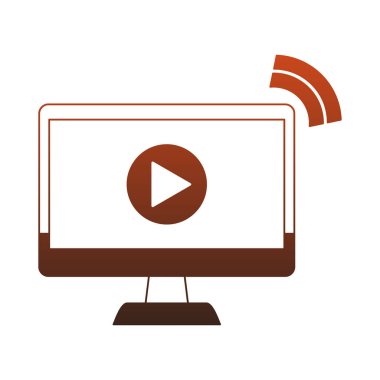 Bilgisayar kırmızı çizgiler üzerinde video oynatıcı