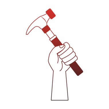 El çekiç kırmızı çizgilerle