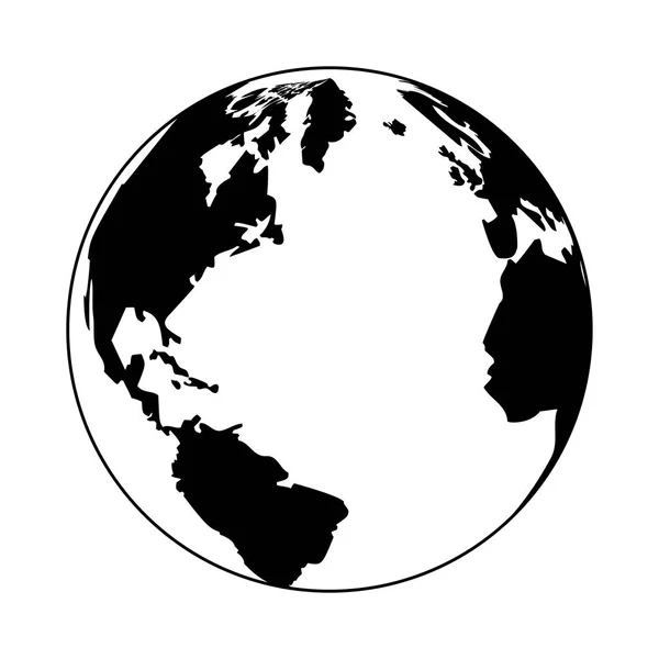 Aarde wereld symbool in zwart-wit — Stockvector