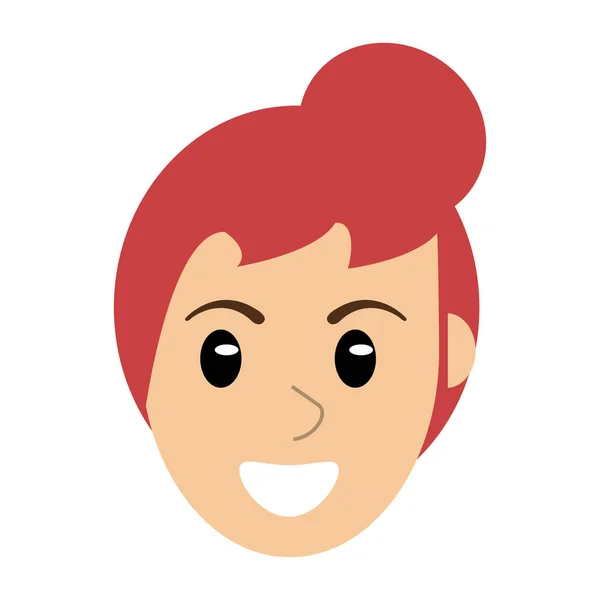 Γυναίκα πρόσωπο χαμογελαστό κινουμένων σχεδίων — Διανυσματικό Αρχείο