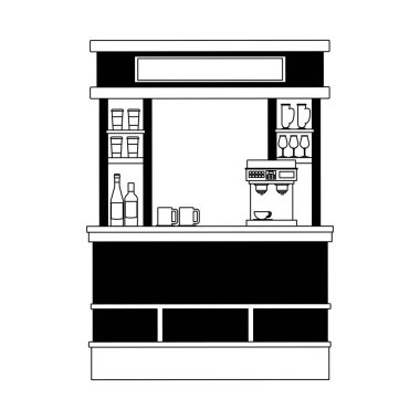 Kahve stand izole içinde siyah ve beyaz