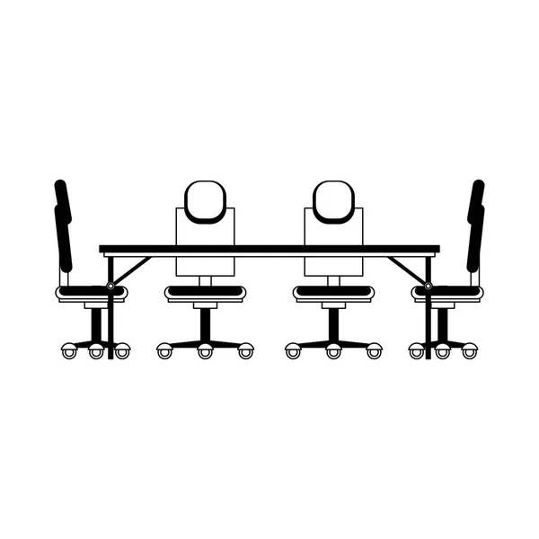 黑色和白色的办公桌和椅子 — 图库矢量图片