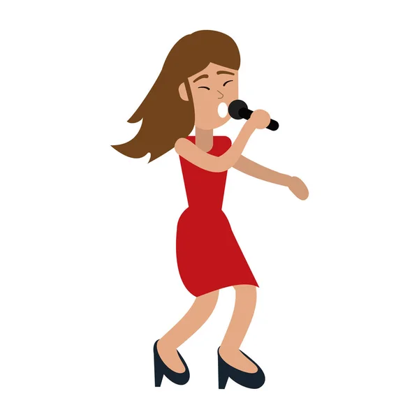 Woman singing with microphone — Stock Vector