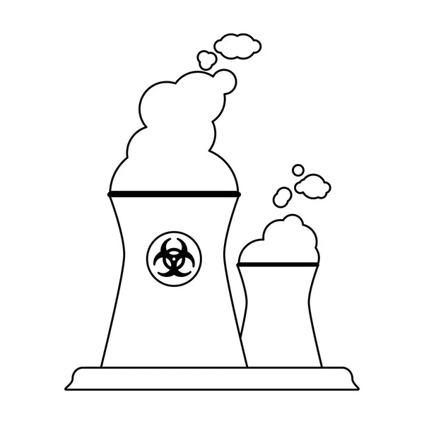 Símbolo de planta nuclear en blanco y negro — Vector de stock