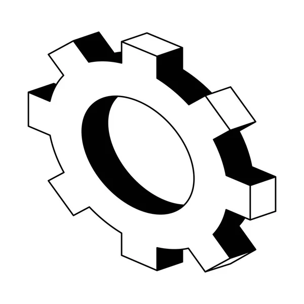 Ingranaggi simbolo isometrico in bianco e nero — Vettoriale Stock