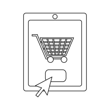 Online alışveriş ve ödeme siyah beyaz