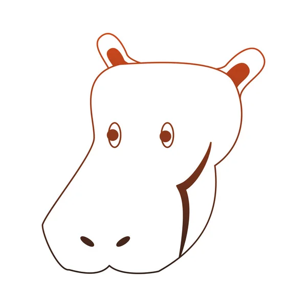 Hippo animale sălbatice linii roșii — Vector de stoc