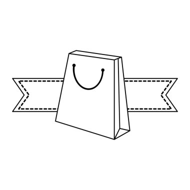 Siyah ve beyaz şerit afiş ile alışveriş çantası