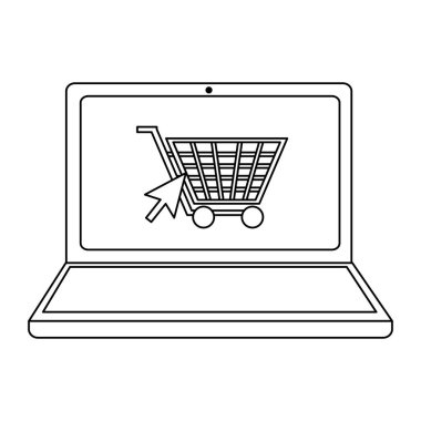 Online alışveriş ve ödeme siyah beyaz