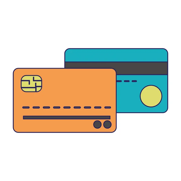 Kreditní karty, samostatný modré čáry — Stockový vektor