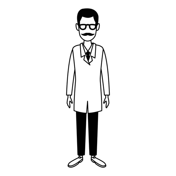 Doctor with gown avatar in black and white — Stock Vector