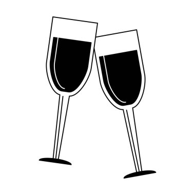 Şarap bardak sembol siyah beyaz