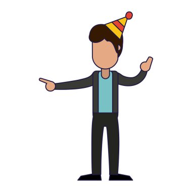 adam doğum günü şapkası karikatür mavi çizgili