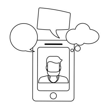 Smartphone iş sohbet siyah beyaz