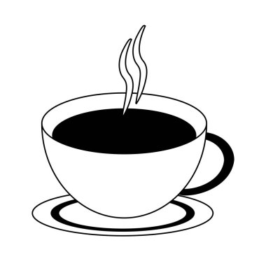 Sıcak kahve fincanı siyah beyaz