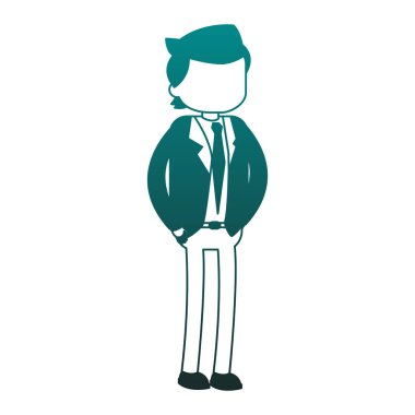 İşadamı executive karikatür mavi çizgiler