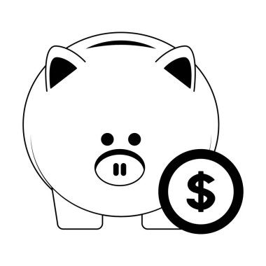 Domuz tasarruf sembol siyah beyaz