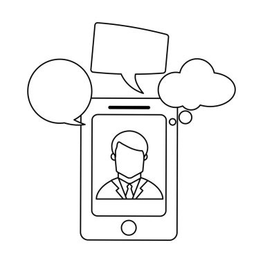 Smartphone iş sohbet siyah beyaz