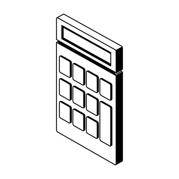 Calcolatrice simbolo isometrico in bianco e nero — Vettoriale Stock