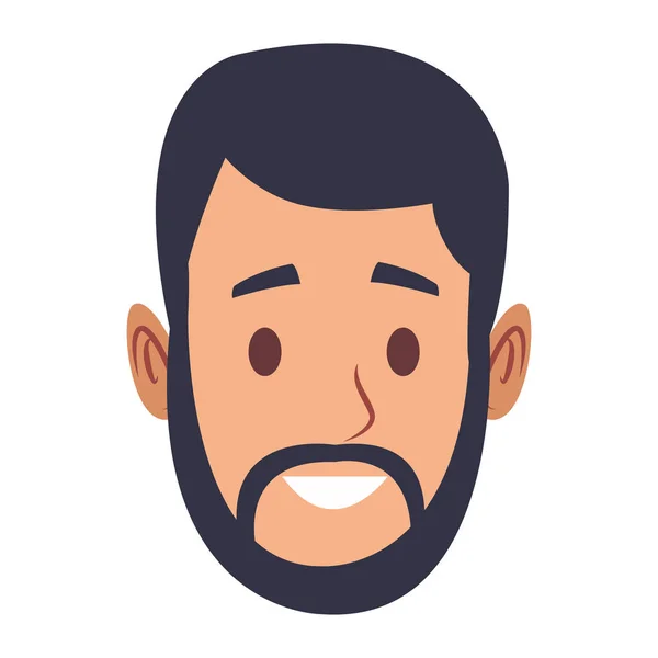 Cara de hombre joven con barba — Vector de stock