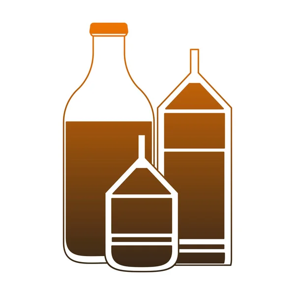 Garrafa de leite e caixas linhas laranja —  Vetores de Stock