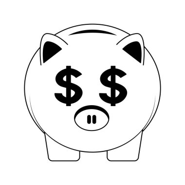 Domuz tasarruf sembol siyah beyaz