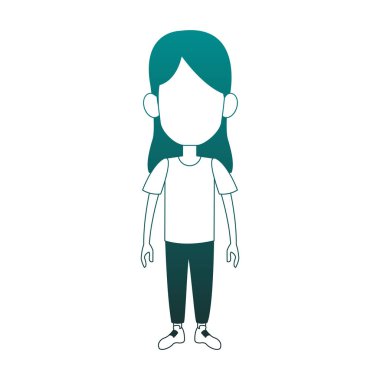 Kız meçhul karikatür mavi çizgiler