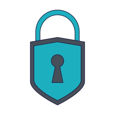 Asma kilit güvenlik simgesi mavi çizgiler izole