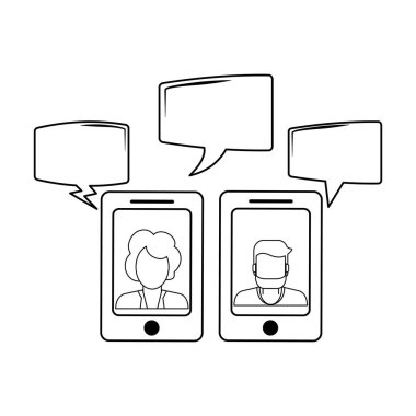 Sohbetler smartphone cep telefonu ile siyah beyaz
