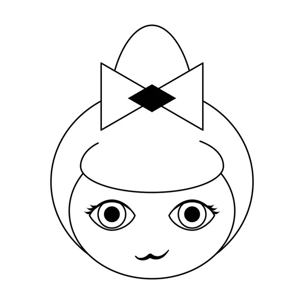 Japonesa chica cara de dibujos animados en blanco y negro — Vector de stock