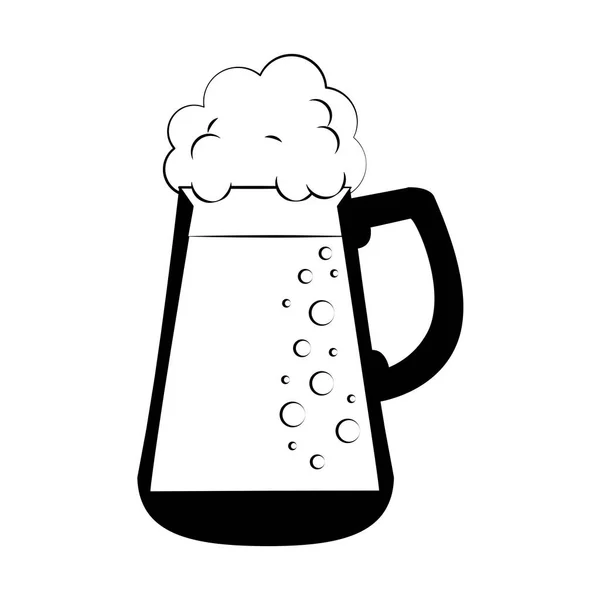 Vychlazené pivo sklo v černé a bílé — Stockový vektor