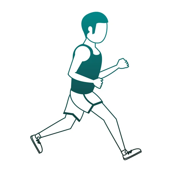 Fitness homme courir en lignes bleues — Image vectorielle