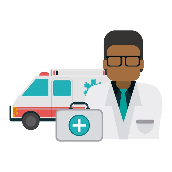 Avatar van de arts en ambulance — Stockvector