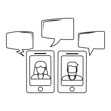Sohbetler smartphone cep telefonu ile siyah beyaz