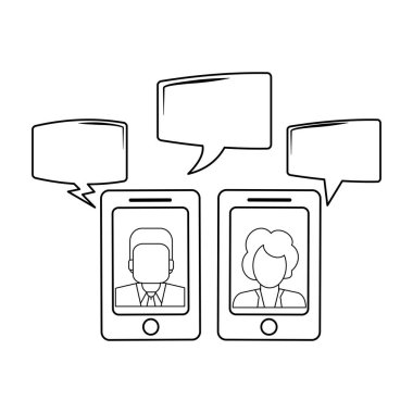Sohbetler smartphone cep telefonu ile siyah beyaz