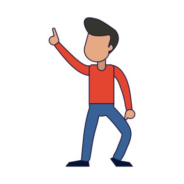 Dans ve çizgi film mavi çizgiler gülümseyen adam