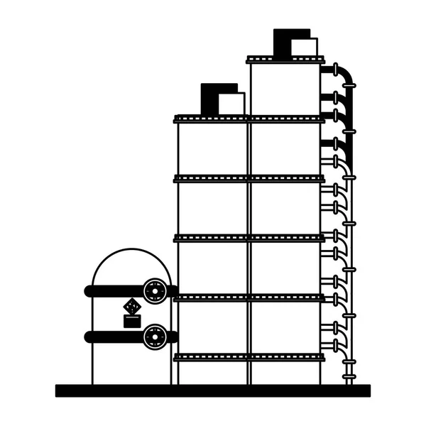 Plant industrie machines in zwart-wit — Stockvector