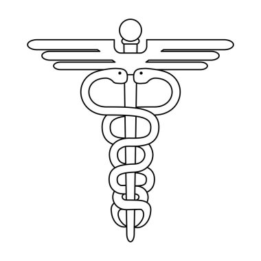 Caduceus sağlık sembol siyah beyaz