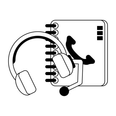 Teknik destek ve müşteri hizmet siyah ve beyaz