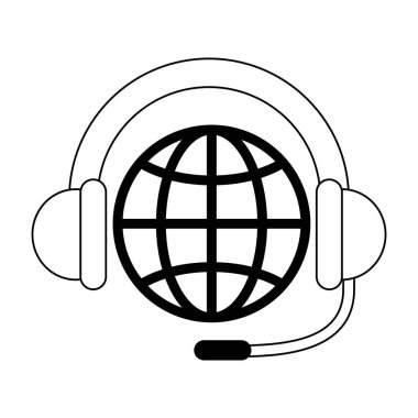 Teknik destek ve müşteri hizmet siyah ve beyaz