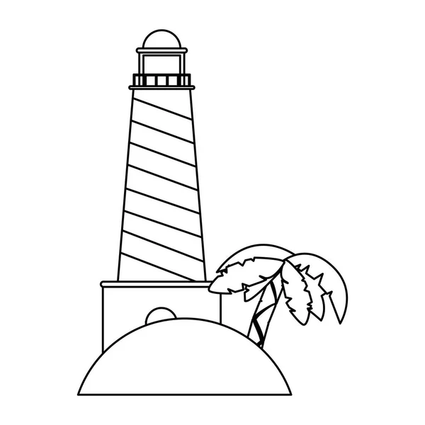 Lighthouse in beach in black and white