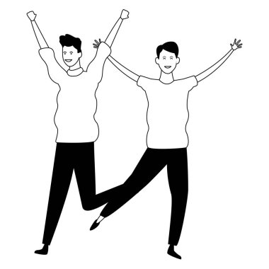 Erkek arkadaşlar eğlenmeye siyah-beyaz