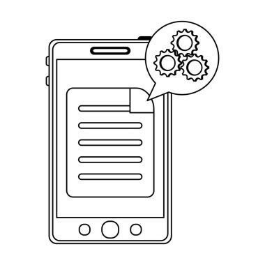 Balonun içinde siyah ve beyaz olarak vites ile Smartphone