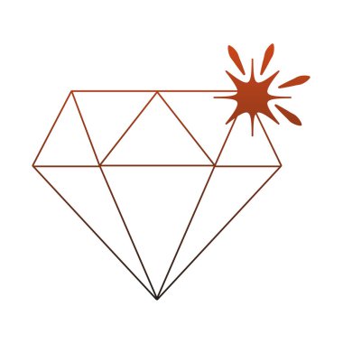 Lüks elmas simgesi kırmızı çizgiler