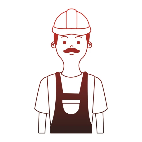 Construction worker cartoon red lines — Stock Vector