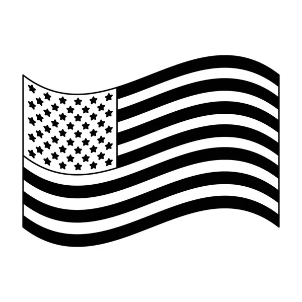 Bandiera Stati Uniti isolata in bianco e nero — Vettoriale Stock