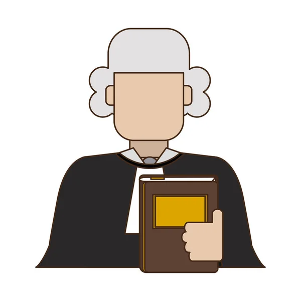 Judge with constitution book avatar — Stock Vector